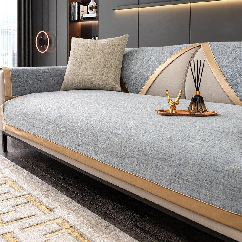 Linen Sofa Cushion Four Seasons Universal Non-Slip Seat Cushion Light Luxury Simple Modern High-End Sofa Cover Dustproof Cloth