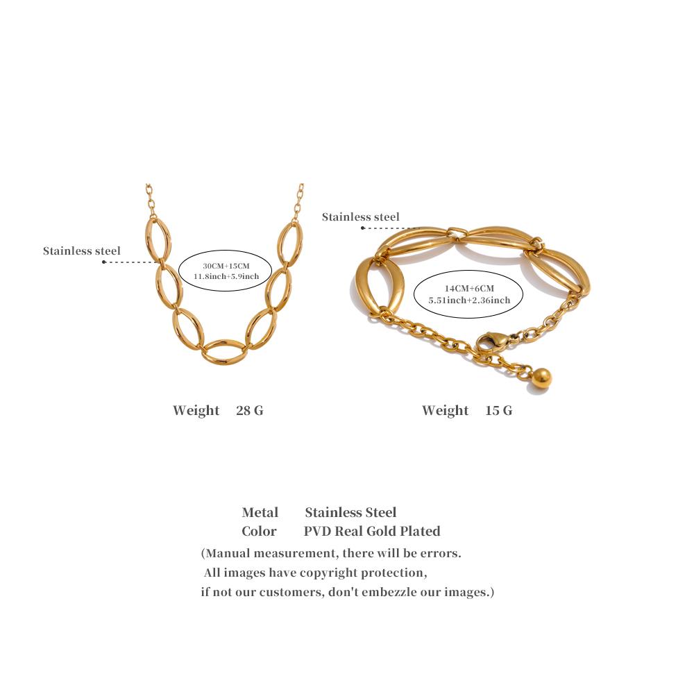 Yhpup Haute Qualité Acier Inoxydable Mode Géométrique Fait Main Ensemble Collier Bracelet Cadeau pour Femmes Bijoux Étanche 2025