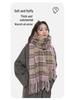 2025 Retro Korean Style Women's Warm Plaid Scarf & Shawl in Brown
