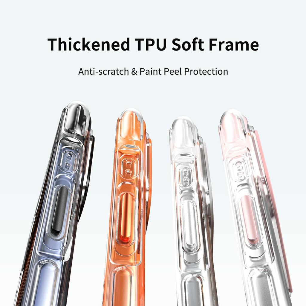 For iPhone 17 Case Compatible with MagSafe Rotating Kickstand Clear Acrylic TPU Shockproof Phone Cover