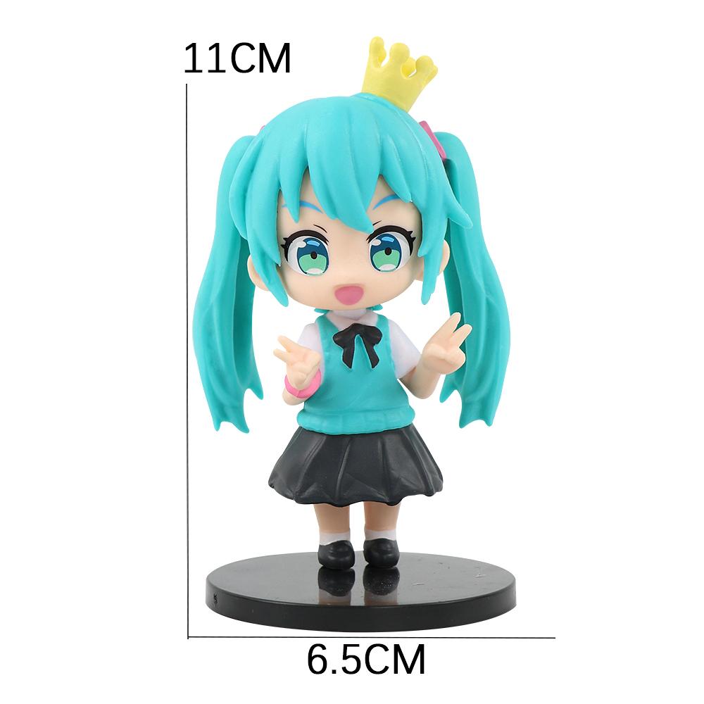 6Pcs Q Version Hatsune Miku Anime Action Figurine  Pvc Model Collection Dolls Desktop Decoration Kids Toys Birthday Gifts