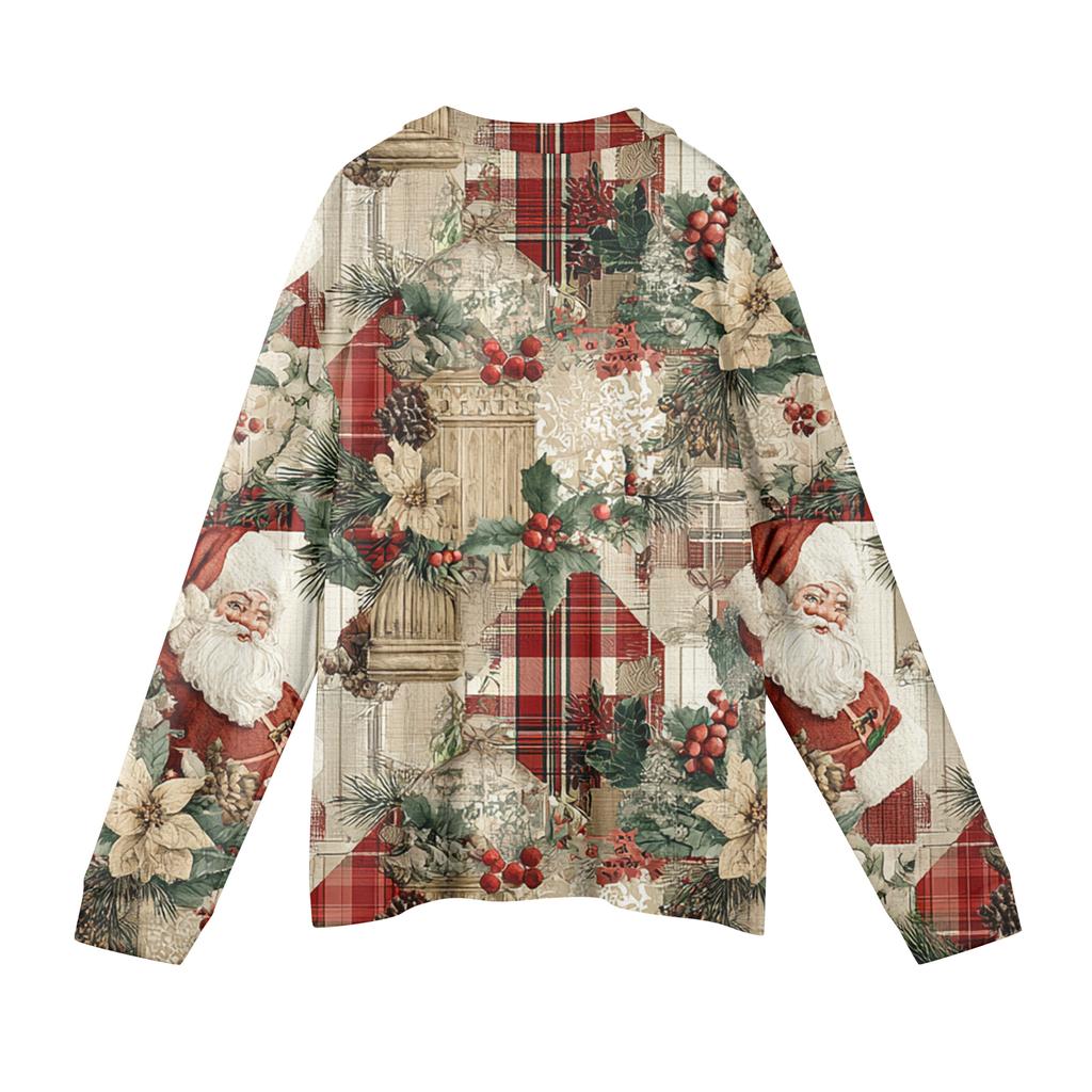 Men's Casual Christmas Print Button Long Sleeve Shirt