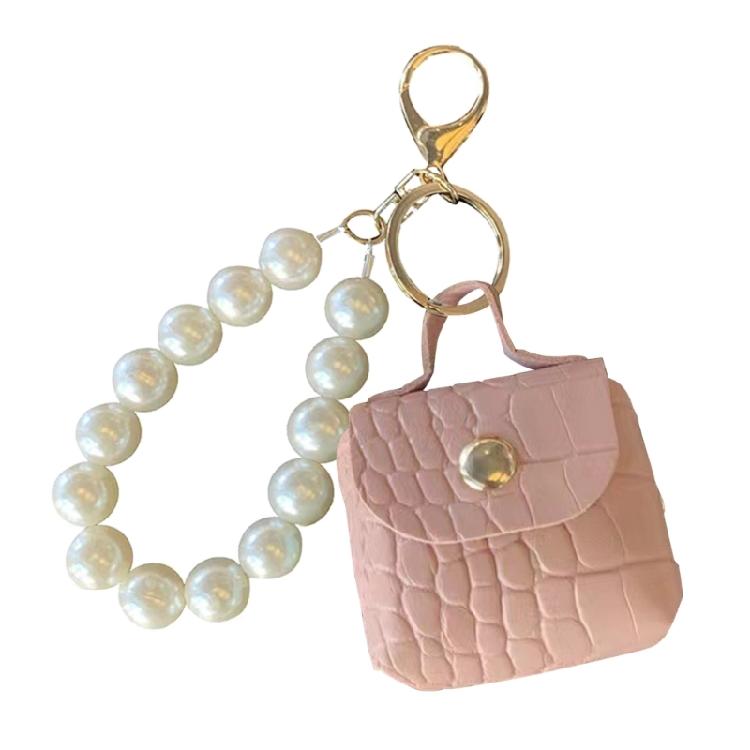 

Mini Pearls Bag Keychain Leathers Material for Car Keys Coins Lipstick Earphones 1 розовый