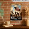 2D Flat Decorative 8×12 Inch Aluminum Plaque Metal Sign | 250 Years Founding Spirit (1776-2026): Revolutionary Soldiers & US Flag; Honor America's