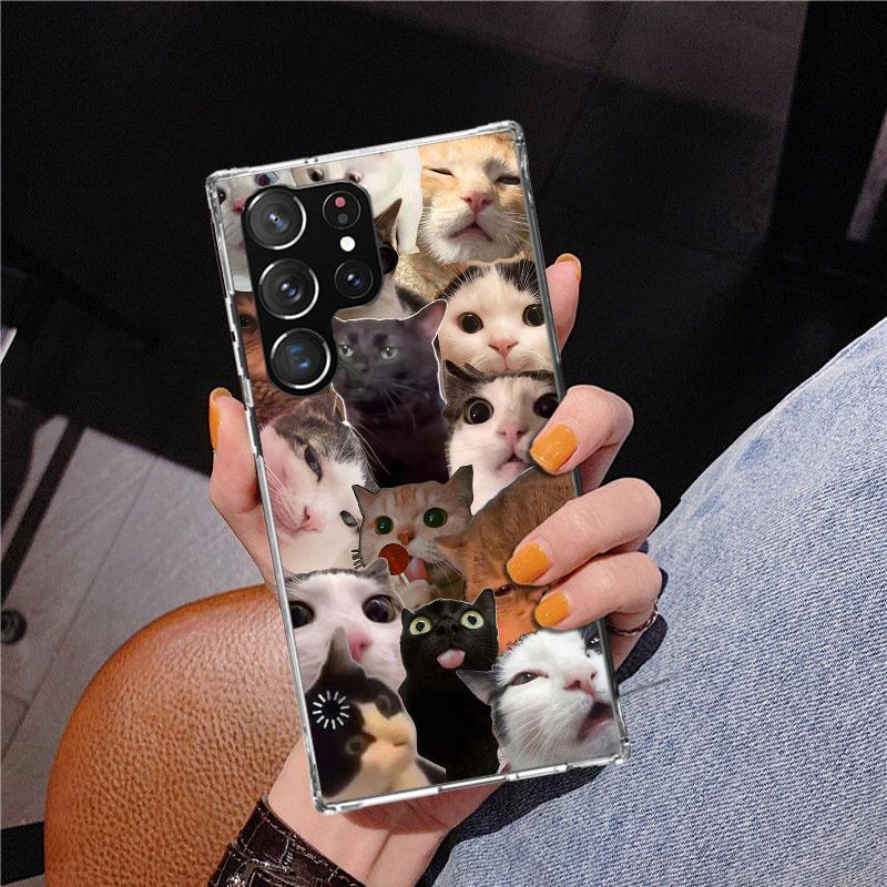 Crying Cat Memes Phone Case For Samsung Galaxy S24 S25 Edge S26 Ultra S23 S22 S21 Plus S20 FE + Personalized Print Cover Galaxy
