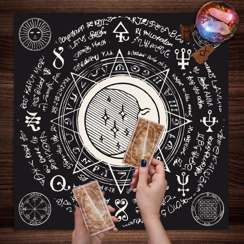 Tarots Tablecloth Rune Divinations Table Cover Astrology Oracles Board Game Mat Square Shape Pendulum Altar Table Cloth