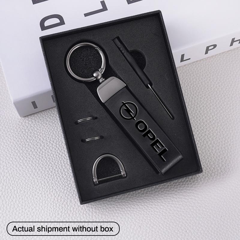 For Opel Corsa D Astra Insignia Mokka Adam Combo OPC Vauxhall Vectra H G Zinc Alloy Leather Car Keychain Key Ring Auto Interior