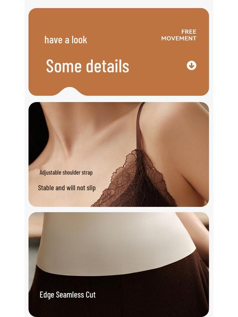 Retro V-Ausschnitt Spitzen-Camisole Push-Up Weste – Französische Mode Vielseitiges Damenoberteil