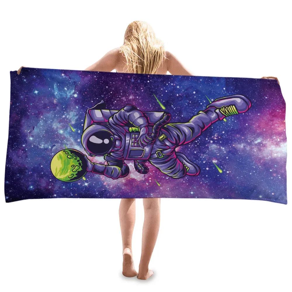 Weltraum Galaxie Astronauten Stil Kein Sand Schnelltrocknend Strandtuch Surf Poncho Mikrofaser Badetuch Sommer Schwimmen Damen Herren Geschenk