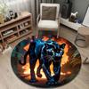 Playful Round Halloween Multicolor Floor Rug, Non-Slip Floor Mat for Living Room