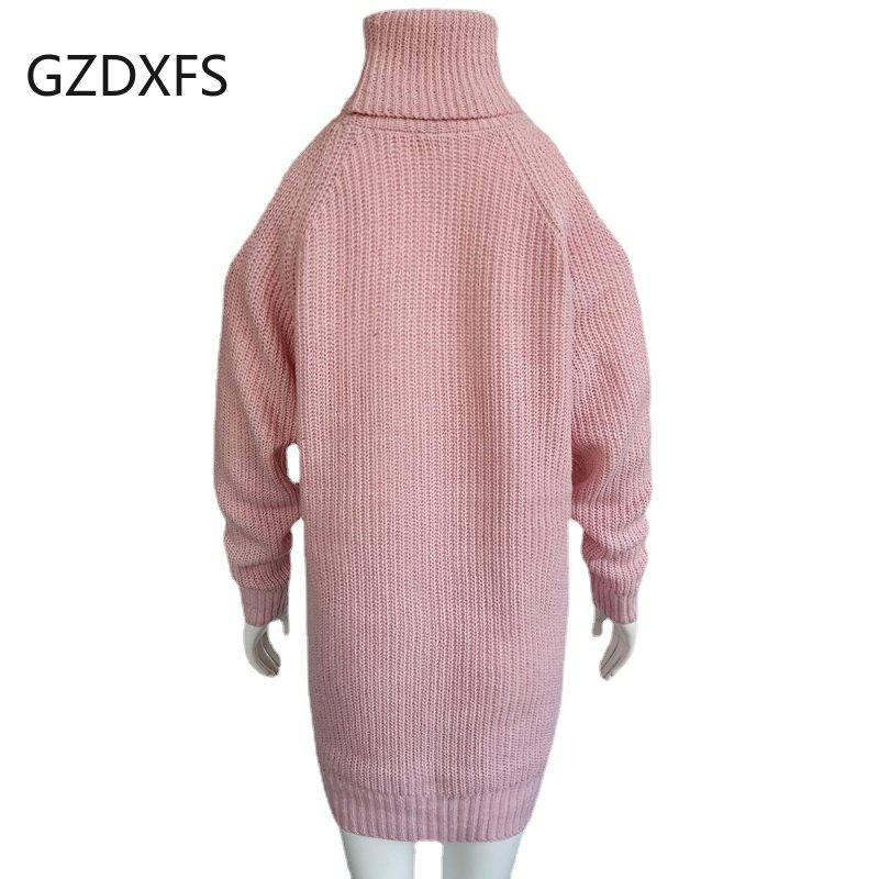 

Платье-свитер с высоким воротником, женское зимнее трикотажное платье 2XL розовый