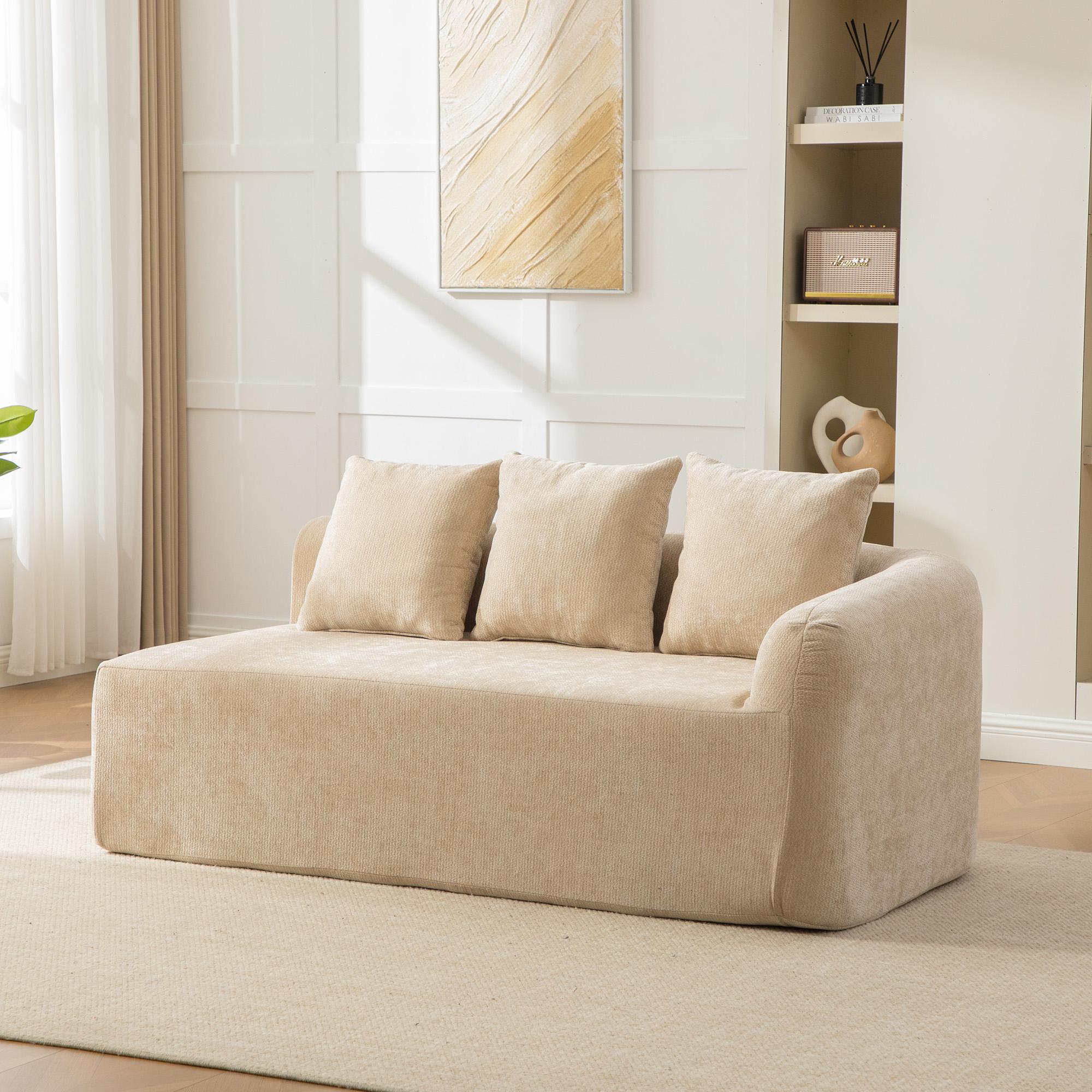 Modular compression sofa made of chenille