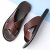 Man Summer Slippers Outside Casual Beach Sandals Mens Large Size Slippers Big Size 47 48 Leather Sandals Men Flat Slippers