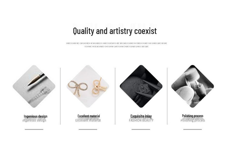 Elegant Bow Micro-inlaid Diamond Stud Earrings - Pure Copper, Creative Fashion Style