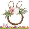 Easter Decorations Outdoor Wreath Artificial Rabbit Shape Flower Ornament Easter Bunny Wreath For Front Door For Outdoor Indoor
