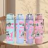1PC Hustle Girl Power Feminist Quote Art 750ml Color Plastic Sports Water Bottle Leakproof Flip Straw Lid Suitable for Sports Office Home Use