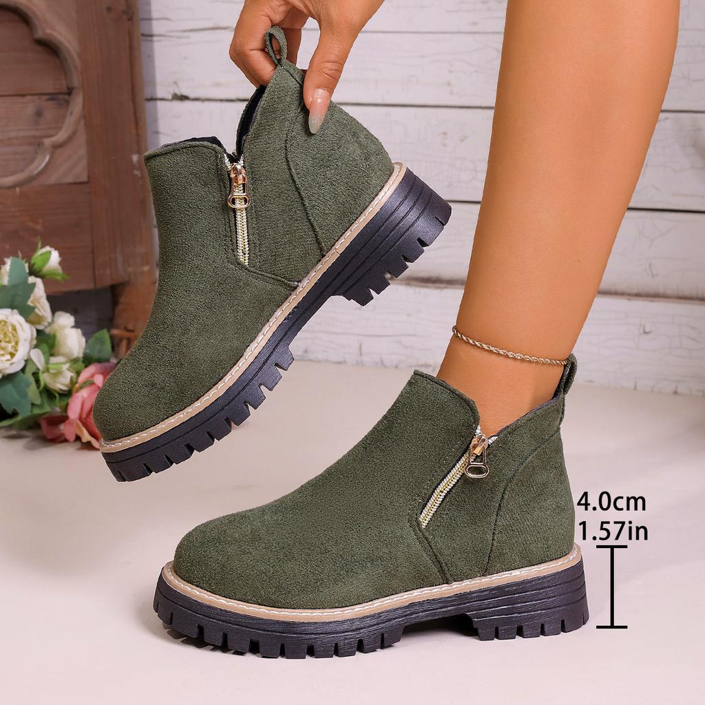 Autumn Winter Fashion Women Round Toe Comfortable Non-slip Platform Wedges Ankle Boots Plus Size Shoes for Women 36-43