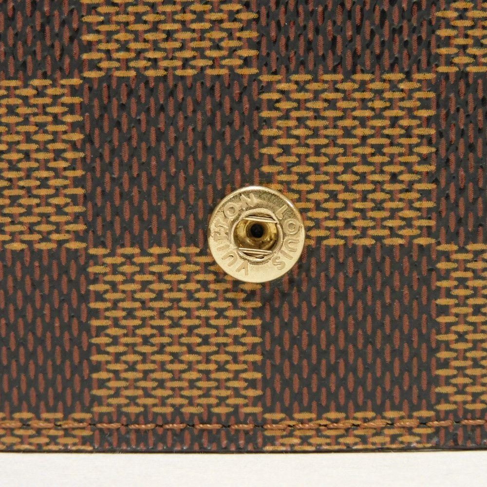 Used Louis Vuitton Damier Card Case, 12564 Agenda PM R20700 8001 Logo Brown Diary with 6 Holes and Checkered Pattern