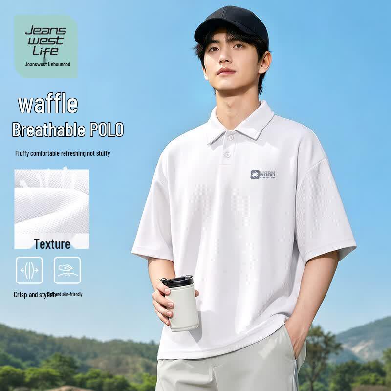 JEANSWEST LIFE Men s Waffle Knit Polo Shirt L