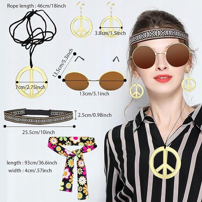 Chengjia Hippie Carnival Costume - Pants + Accessories Size S