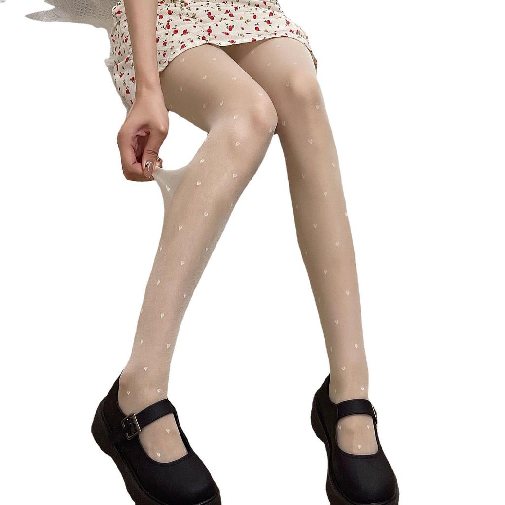 Ultra-Thin Black Polka Dot & Heart Pantyhose - Sexy Anti-Ladder Summer Stockings for Women