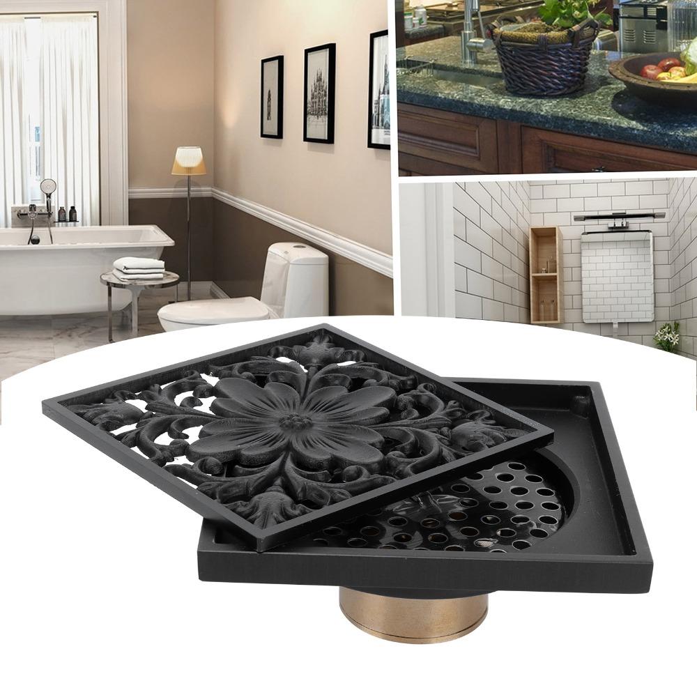 Square Shower Drain 10x10cm / 3.94×3.94inch Floor Drain Universal Fit Floor Strainer Kitchen