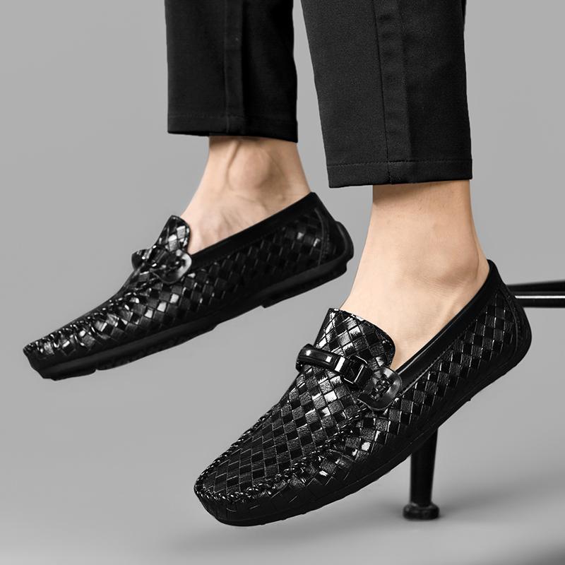 Herr Mockasiner Loafers Körskor Flats Casual Slip-ons Plusstorlek Färg Khaki Ärt-skor