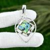 Square Mosaic Balloon Jasper Stone Sterling Silver Elegant Wife Pendant Jewelry