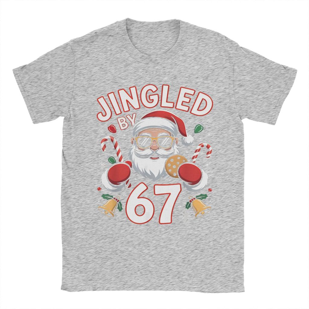 Mens Womens Jingled By 67 Six Seven Brainrot Ugly Christmas Santa  Shirt Pure Cotton New Arrival T-Shirt  Clothing Outfits
