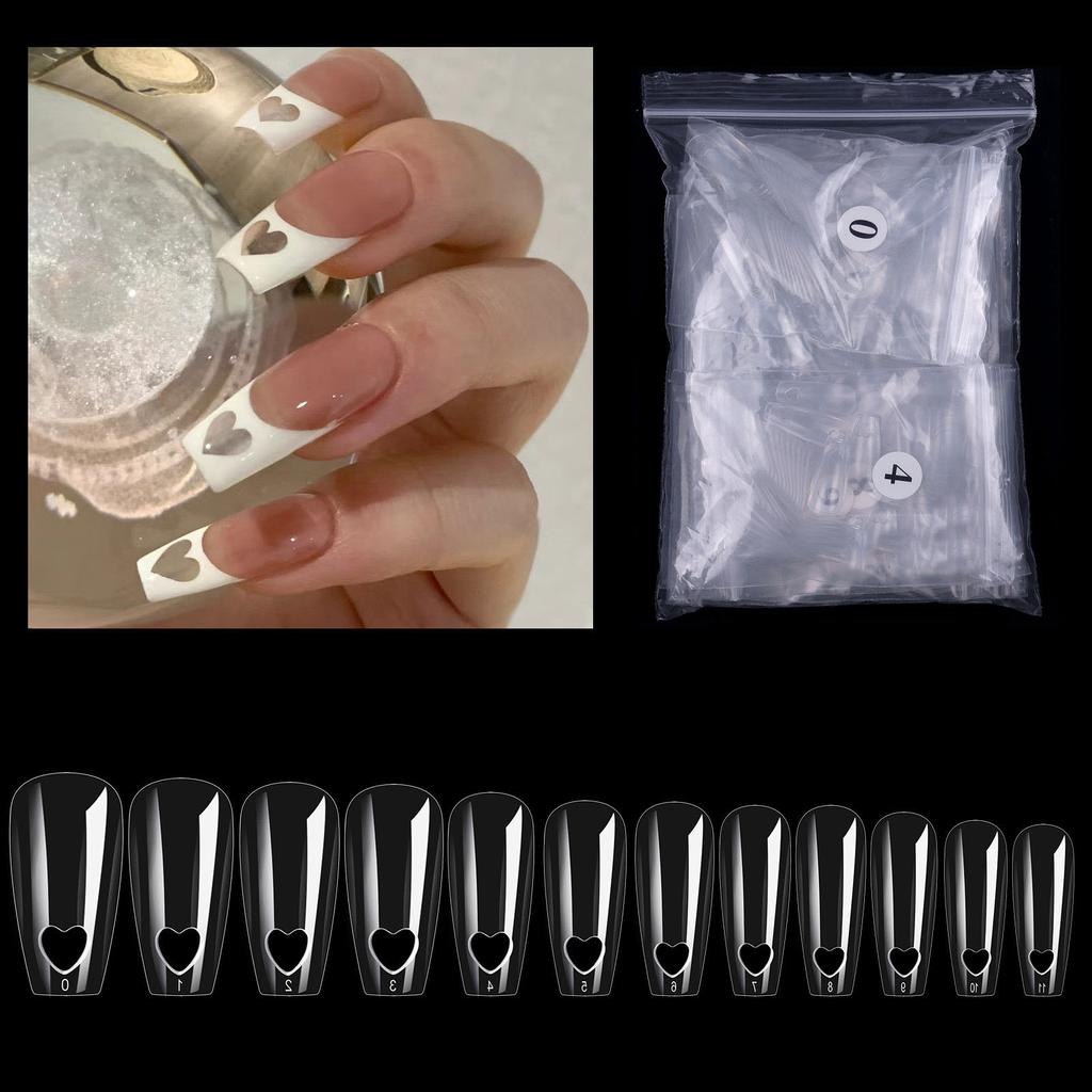 Square False Nails Tips 504 Pcs Acrylic Press on Nails Clear Artificial False Nail Heart Fake Nails for Nail Extension