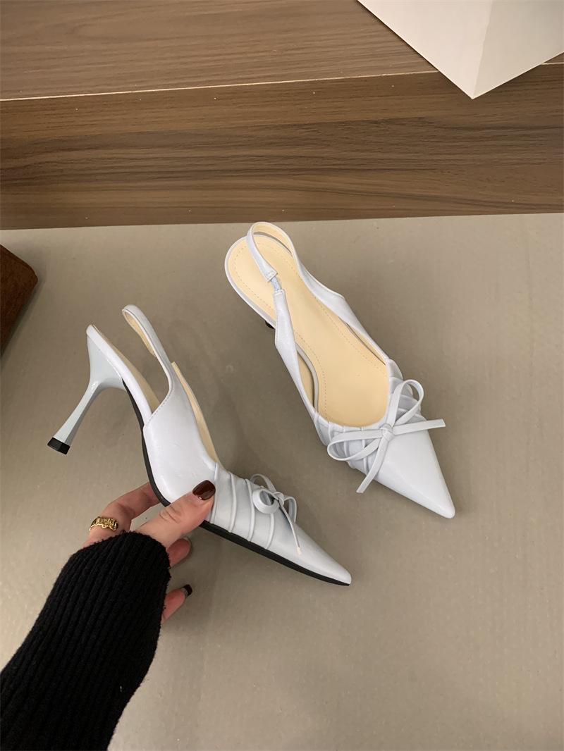 

Pointed High Heels Shoes Women Summer 2025 Bow-knot Buckle Strap Women s Sandals Thin Heel Elegant Slingback Women s Pumps 35