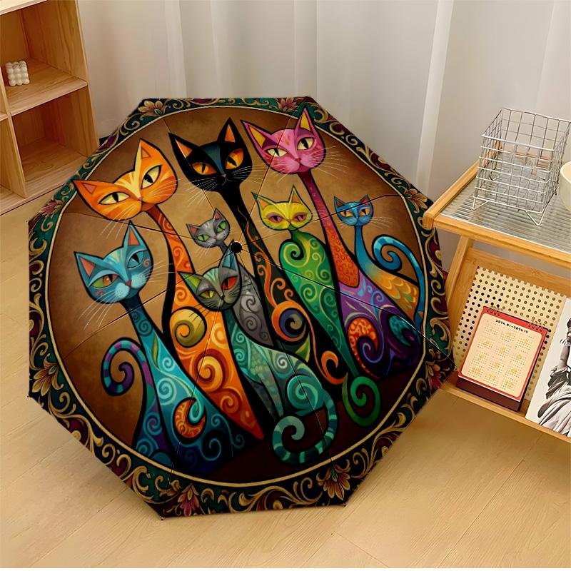 

Two Kittens in Starlight Printed umbrella windproof folding umbrella portable sun and rain umbrella suitable for gifting