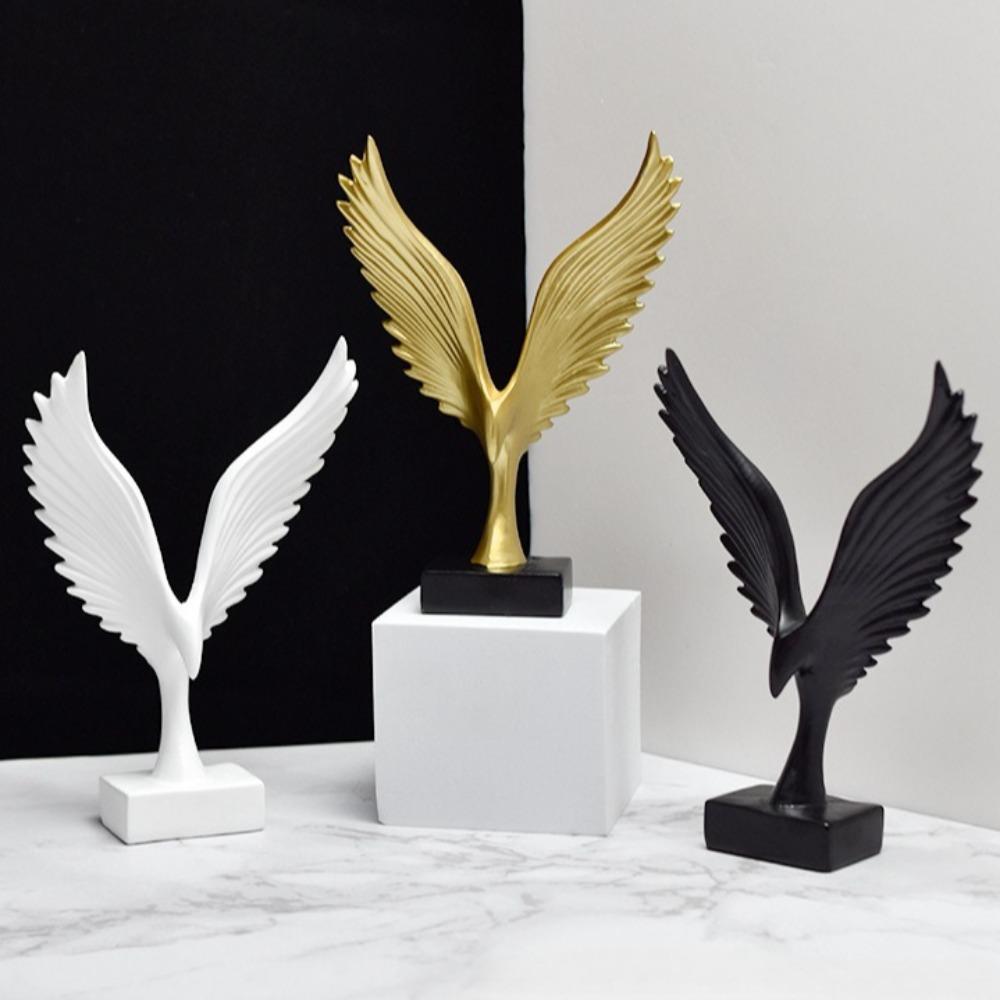 European Eagle/Angel Wing Statue Sculpture Figurine Resin Dapeng Spreading Collection Miniature for TV Cabinet Home Decoration