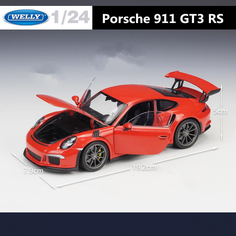 WELLY 1:24 Porsche 911 GT3 RS Alloy Sports Car Model Diecast Metal Track Racing Car Vehicles Model High Simulation Kids Toy Gift