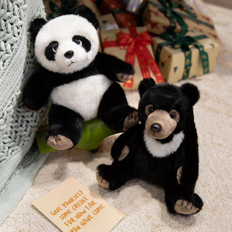 1pc Simulated Black Bear Plush Toy Stuffed Likfelike Panda PLushies for Boys Birthday Gift Home Decor