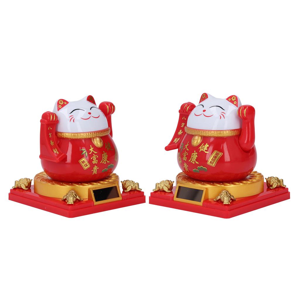 Lucky Cat Waving Arm Solar Powered Light Induction Wealth Welcoming Fortune Cat Decoration for Home