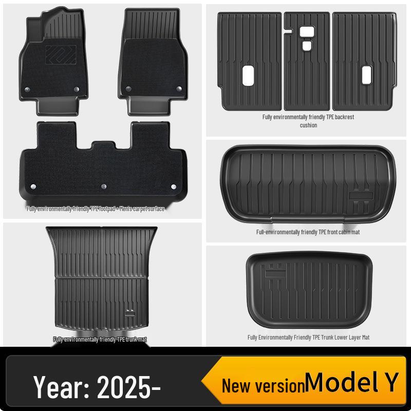Passt für Tesla Model Y (25-Modell) Rechts- und Linkslenker: Vollständig umschlossene TPE-Fußmatten