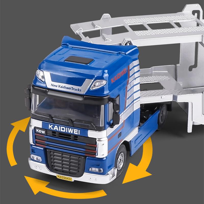 1/50 Alloy Double Deck Flatbed Trailer Model Diecast Metal Heavy Semi Trailer Transport Vehicle Truck Car Model Simulation Kids Gifts