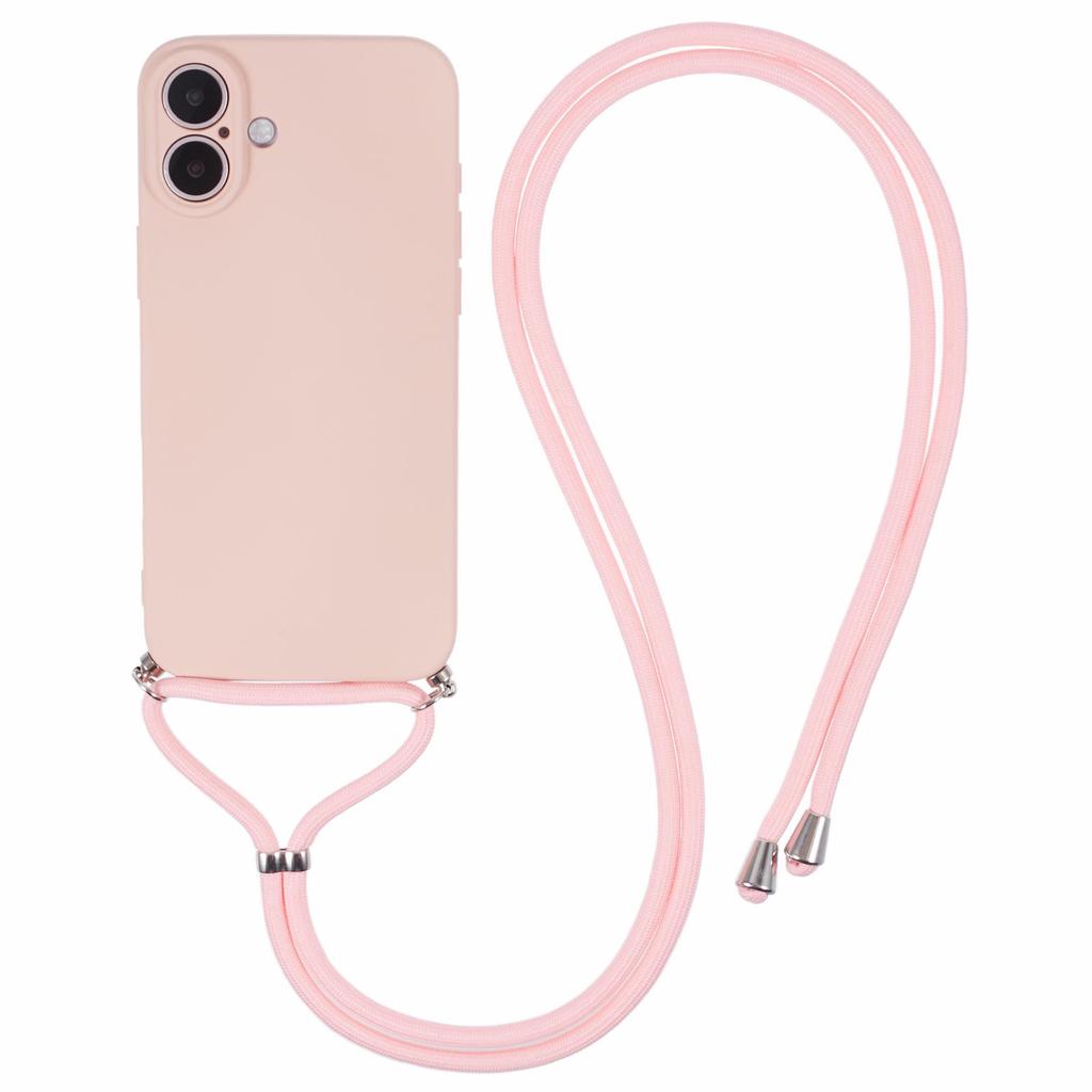 For iPhone 16 Plus Crossbody Case TPU Protective Phone Cover with Soft Fiber Lining