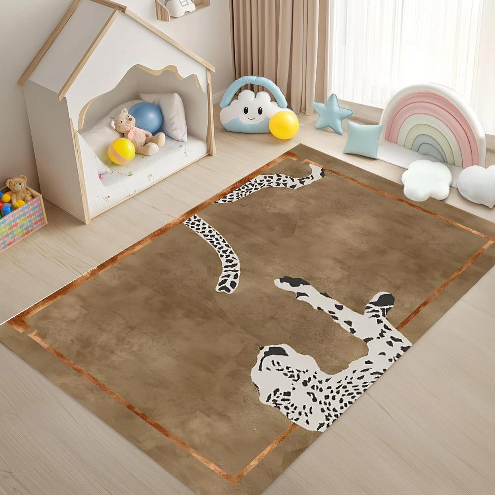 Traditional Tibetan Tiger Floral Area Rug Boho Ethnic Carpet Non-Slip Washable Mat for Living Room Bedroom Nursery Home Decor