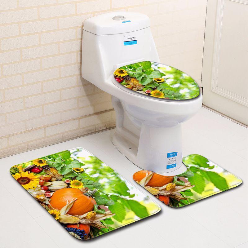 Thanksgiving Bathroom Toilet Three-Piece Floor Mat Doormat Bathroom Carpet