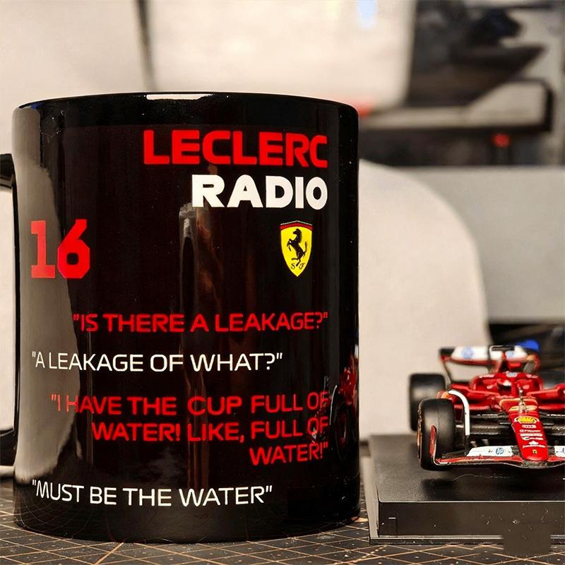 1PC F1 Team Ferrari Racing Charles Leclerc Ceramic Water Cup Coffee Mug Handle Tea Cups Enthusiast Peripheral for Woman Man Gift ZXX1