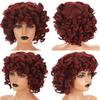 LUPU Synthetic Afro Kinky Curly Wigs With Bangs For Black Women African Heat Resistant Ombre Pink Black Short Hair Cosplay Wigs