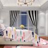 2pcs- Black and white line polyester curtains, pole bag curtains 42*84, bedroom, living room, home room decoration