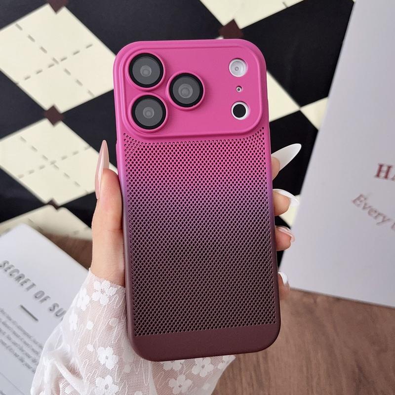Gradient Heat Dissipation Case For iPhone 17 Pro Max 16 15 14 13 Pro Max Lens Protector Shockproof Hard PC Matte Back Cover