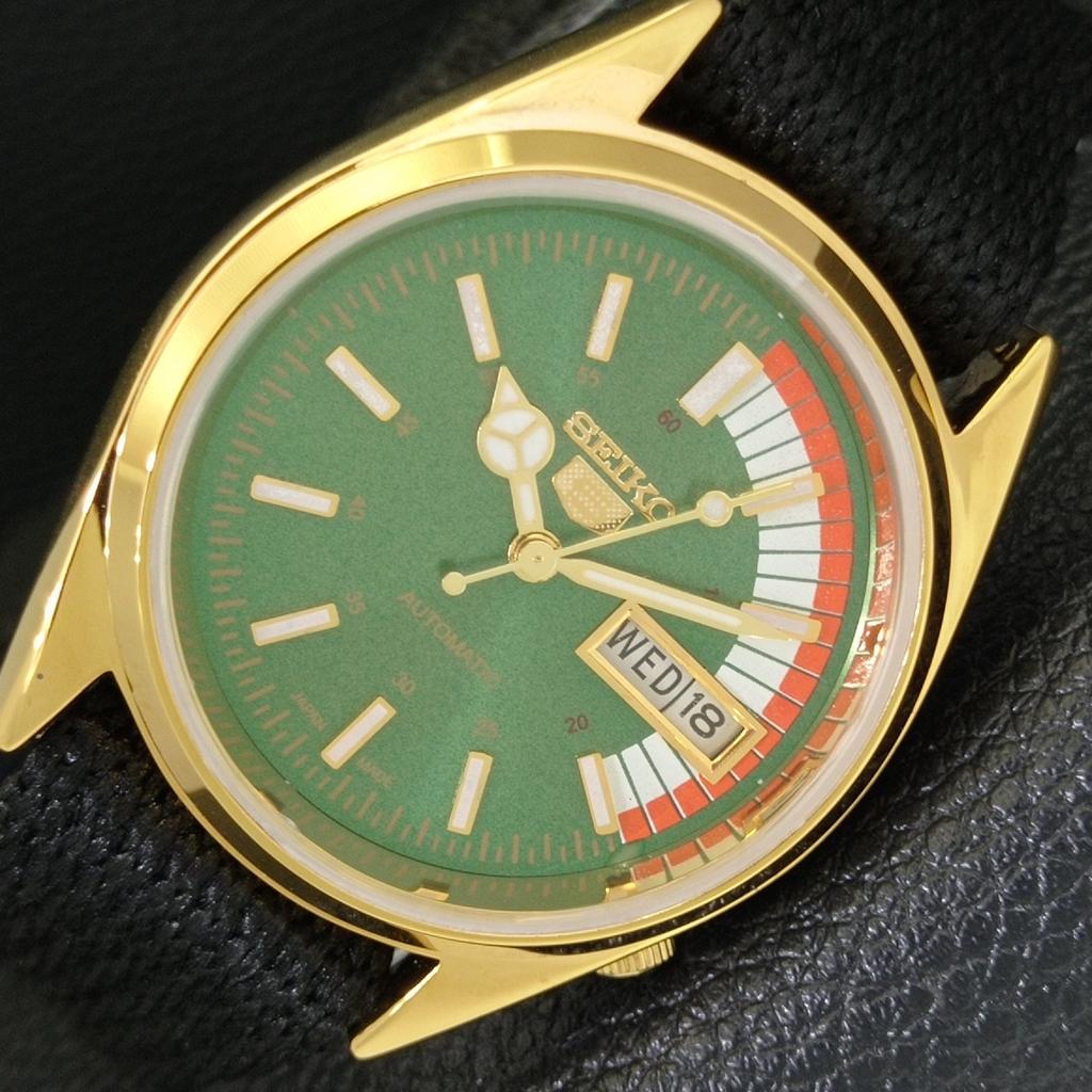 

JAPAN VINTAGE REFURBISHED SEIKO 5 AUTOMATIC 6309A MENS GREEN WATCH a440815-4 Sk-a440815-1