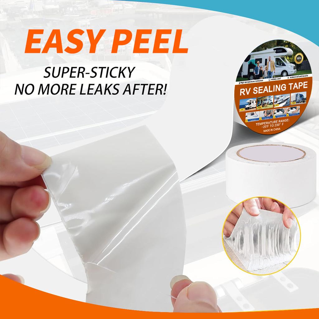 RV Sealant Tape White Waterproof Seal Tape - Weatherproof Sealant Roofing Tape for Roof Repair Camper Trailer Boat Sealing Leak