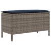 Garden Footstool Grey and Navy Blue 80 x 38 x 42 cm PE Rattan