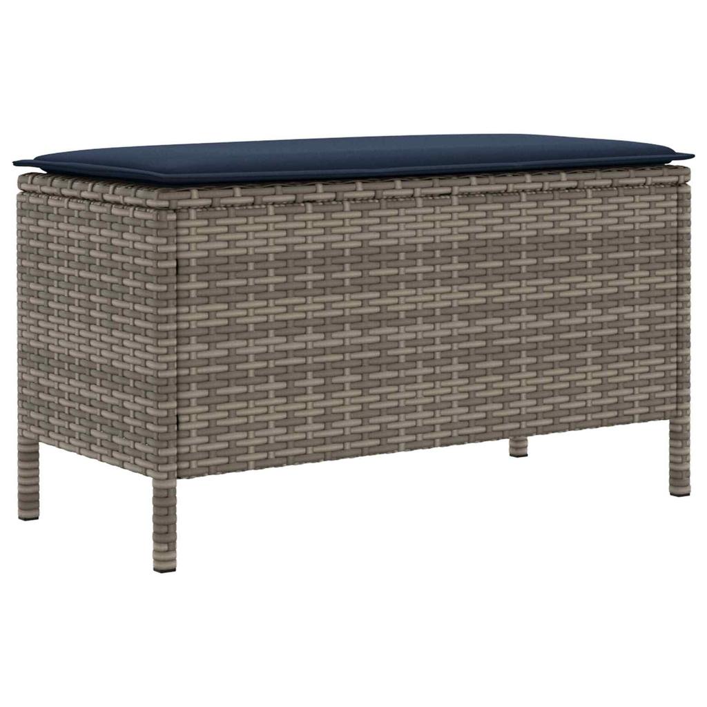 Garden Footstool Grey and Navy Blue 80 x 38 x 42 cm PE Rattan
