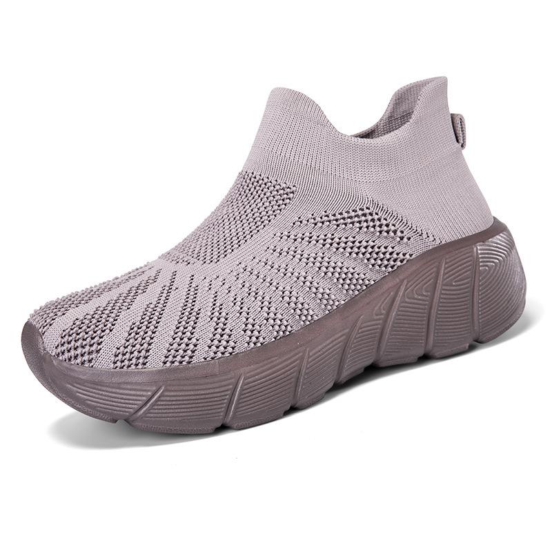 Fashion Outdoor Casual Running Shoes Men Slip-On Knitted Socks Sneakers Breathable Lightweight Mesh Lazy Shoes Easy Wear Rubber Outsole